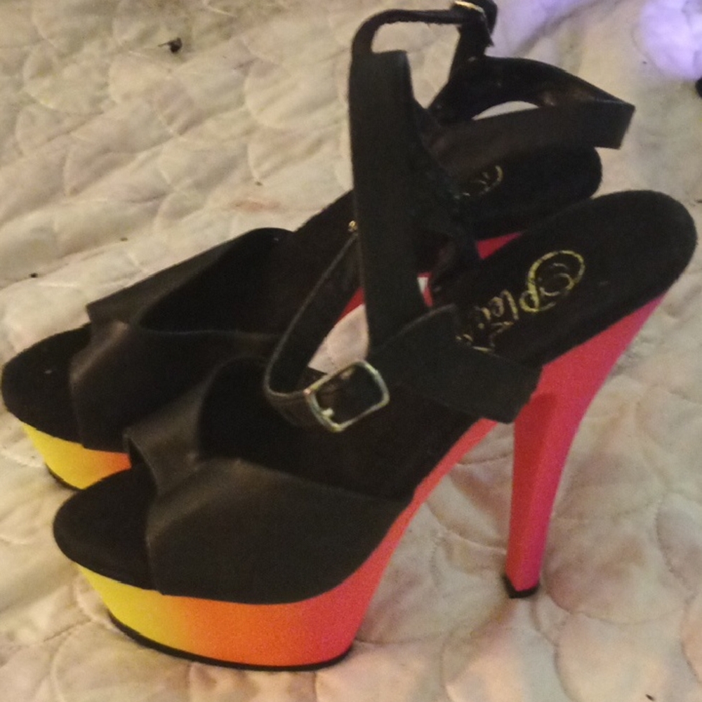 Black and Neon High Heel Platforms